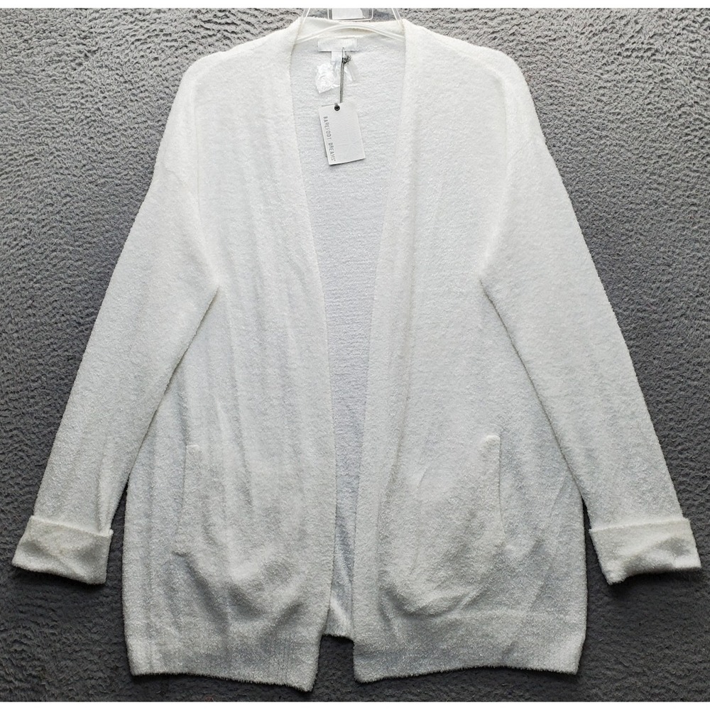 Barefoot Dreams CozyChic Lite Coastline Cardigan Womens Large White Open Front